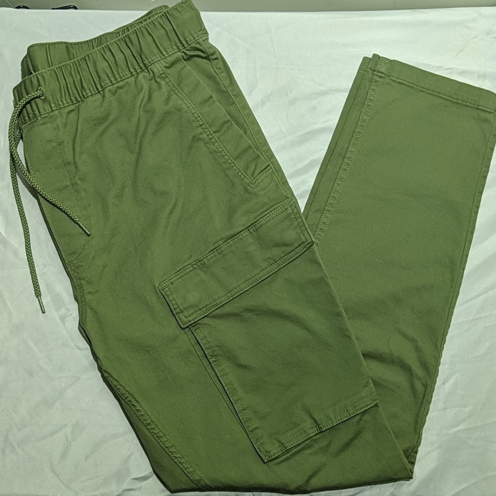 H&M Skinny Fit Coupe Moulante Men's Cargo Pants Khaki Green Size Large